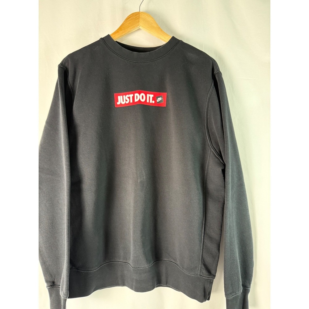 Nike Just Do It Black Sweatshirt Mens Crew Neck Pullover Casual Top Medium